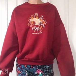 red burgundy maroon embroidered sweatshirt